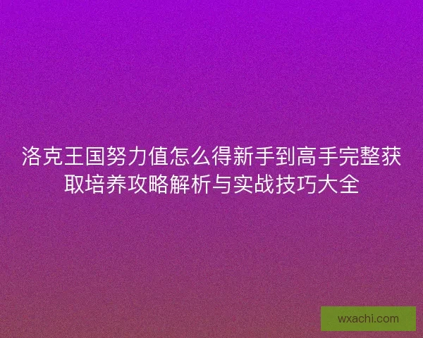 洛克王国努力值怎么得新手到高手完整获取培养攻略解析与实战技巧大全