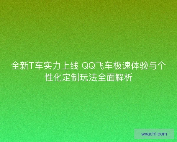全新T车实力上线 QQ飞车极速体验与个性化定制玩法全面解析