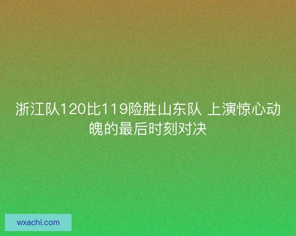 浙江队120比119险胜山东队 上演惊心动魄的最后时刻对决