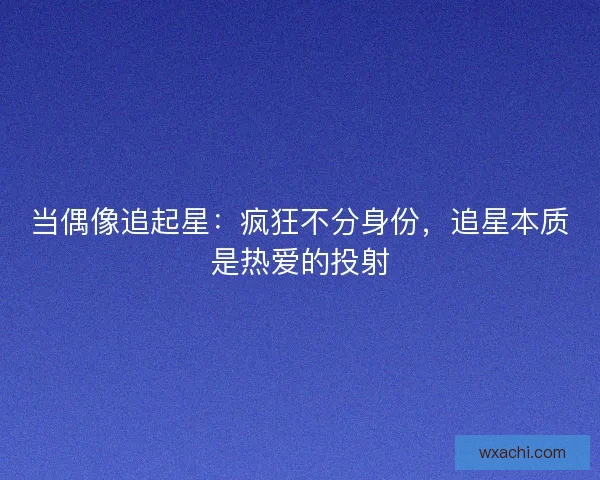 当偶像追起星：疯狂不分身份，追星本质是热爱的投射