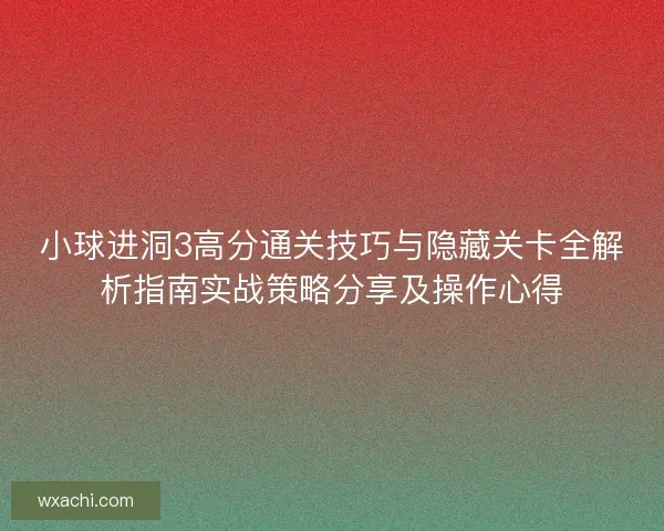 小球进洞3高分通关技巧与隐藏关卡全解析指南实战策略分享及操作心得 小球进洞3高分通关技巧与隐藏关卡全解析指南实战策略分享及操作心得