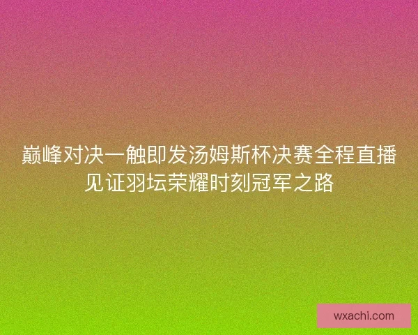 巅峰对决一触即发汤姆斯杯决赛全程直播见证羽坛荣耀时刻冠军之路